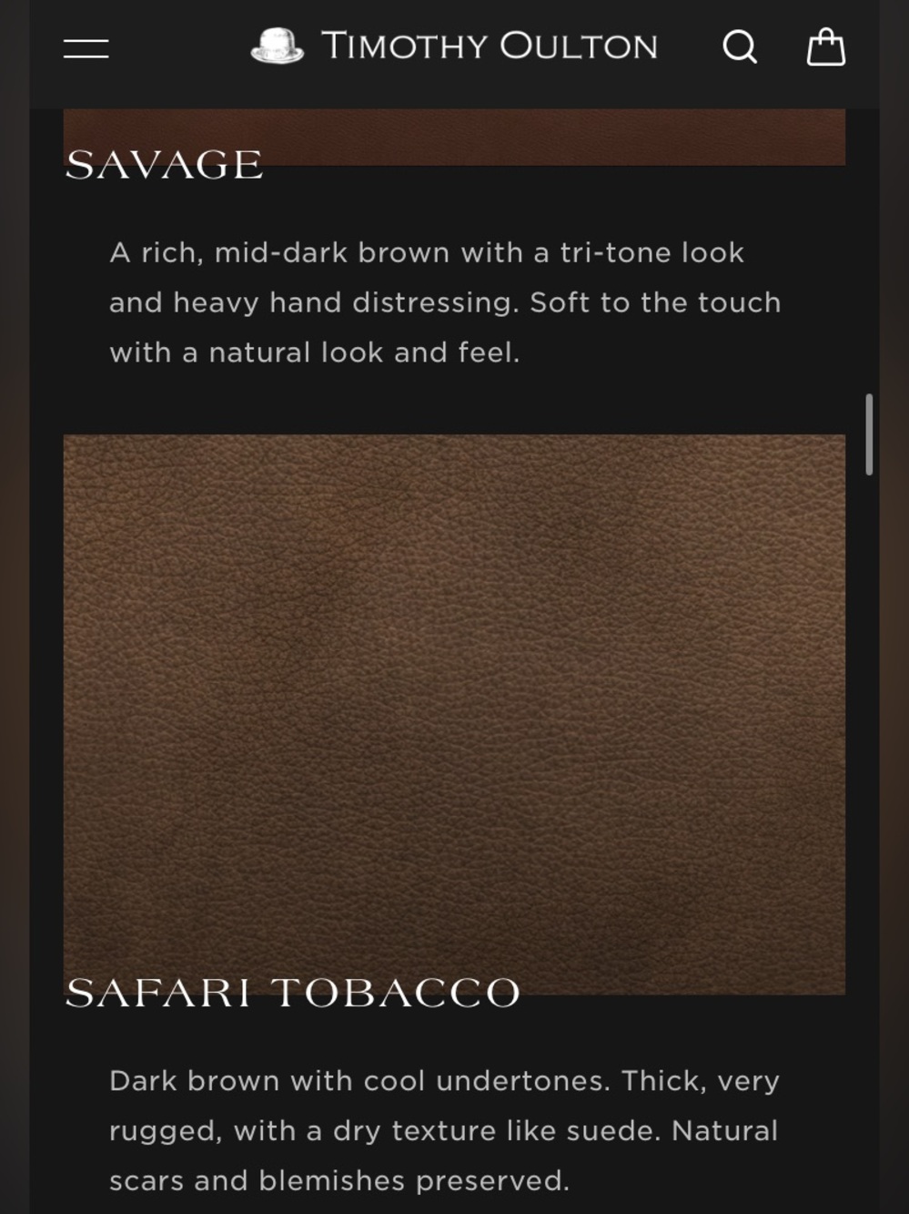 Authentic Timothy Oulton Luxury Leather Swatch / Sample